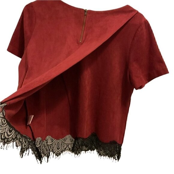 Design Lab Burgundy  Suede Top Size Small - Picture 2 of 6
